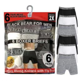 4 pieces of Black Bear For Men 6 Pack Cotton Blend Knitted Boxer Briefs In Xxl