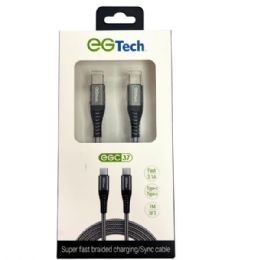 24 pieces Eg Tech 2.1a Super Fast Braided 3 Foot Usb Type C To C Cable - Chargers & Adapters