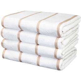 12 Pieces Las Rayas Horizontal Stripe Beach Towel Beige - Beach Towels