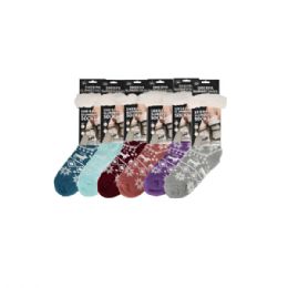 72 Pairs Sherpa Socks 6 Asst Style - Womens Sherpa Socks