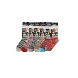 72 Pairs Sherpa Socks 6 Asst Style - Womens Sherpa Socks