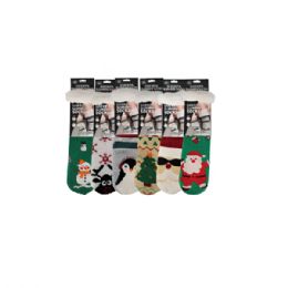 72 Pairs Christmas Sherpa Socks 6 Asst Style - Womens Sherpa Socks