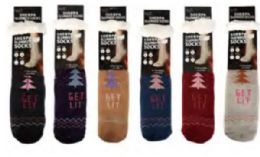 72 Pairs Christmas Tree Sherpa Socks - Womens Thermal Socks