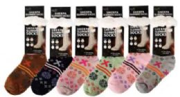 72 Pairs Snowflakes Sherpa Socks - Womens Thermal Socks