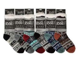 72 Pairs of Snow Flake Men's Sherpa Socks Assorted Dark Colors