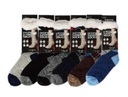 72 Pairs of Men's Sherpa Socks Assorted Dark Colors
