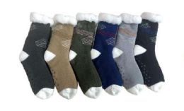 72 Pairs of Men's Anti-Skid Soles Sherpa Socks Assorted Colors