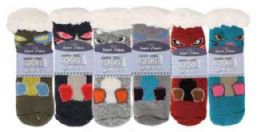 72 Pairs Kid's Monster Assortment Sherpa Socks - Kids Socks For Donation