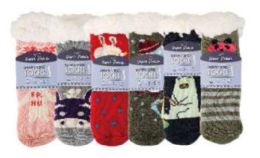 72 Pairs Kid's Monster Feet Assortment Sherpa Socks - Kids Socks For Donation