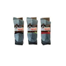 48 Pairs of Men's Marled Grey with Colored Toe/Cuff Thermal Work Socks