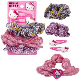48 pieces Hello Kitty 3pk Scrunchie With 2 Hair Clips - Girls Toy Sets