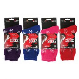 144 Pairs Women's Assorted Color Snow Flake Thermal Socks - Womens Thermal Socks