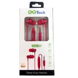 36 pieces Eg Tech Stereo Earbuds With Mic In Red - Headphones and Earbuds