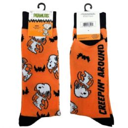 1 Pack Peanuts Licensed Mens Snoopy Halloween Crew Socks In Size 10-13