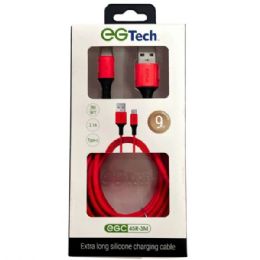 24 pieces Eg Tech 2.1a 9 Foot Silicone Usb Type C Cable In Red - Chargers & Adapters