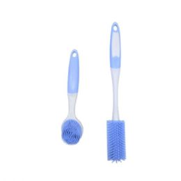 24 of 2 Piece Silicone Kitchen Cleaning Brush Set With Long Handles