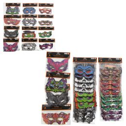 48 of Half Mask Halloween Characters Or Masquerade 12ast/12pc Mdsgstrip