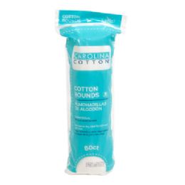 48 Wholesale Cotton Rounds 80ct 100% Cotton Peggable & Resealable Poly Bag Carolina Upc: 7-29010-83020-0