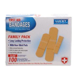 12 pieces Bandages 100ct Family Pack Boxed Lucky - First Aid and Bandages