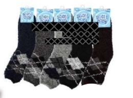 Argyle Knit In Dark Colors Fuzzy Socks