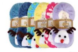 Kid's Reindeer Face Fleece Floor Slipper