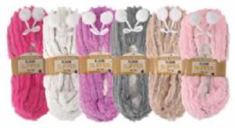 72 Pairs Pom-Pom Fleece Floor Slipper - Womens Slipper Sock
