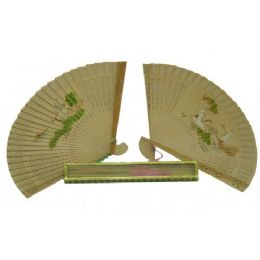 12 Inch Sandalwood Hand Fan With Flower Printed