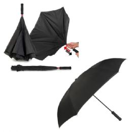 30 pieces of 2 Layers 46 Inches Inverted Umbrella (black/black)