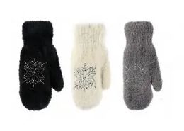 Ladies Faux Fur Snowflake Winter Gloves