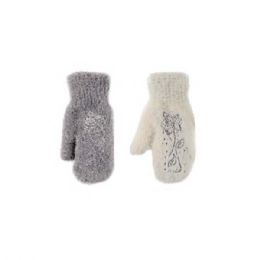 Ladies Faux Fur Flower Winter Gloves