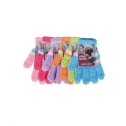 Women Striped Warmers Winter Warm Knitted Gloves