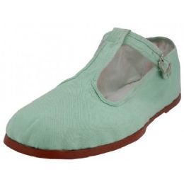 Wholesale Footwear Women's T-Strap Cotton Upper Classic Mary Jane Shoes Mint