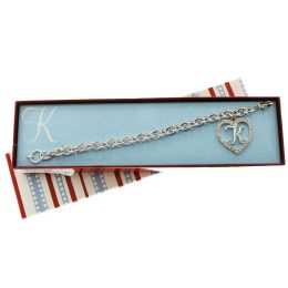 60 of Gift Boxed Silver Tone Initial Bracelet "k" Monogram With Crystal Accent