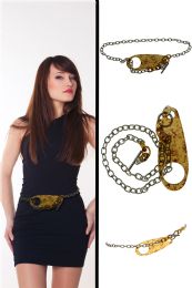 60 pieces Silver Tone & Brown Metal Fashion Chain Bellt - Womens Belts