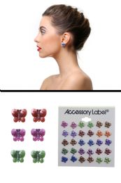 60 pieces Multicolor Acrylic Butterfly Post Multiple Earring Set Assorted - Earrings