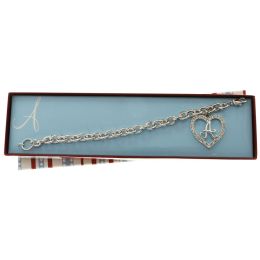 60 pieces Gift Boxed Silver Tone Initial Bracelet "a" Monogram With Crystal Accent - Bracelets