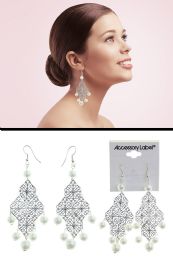 60 pieces Linked Snowflake Filigree Dangle Earrings SilveR-Tone - Earrings