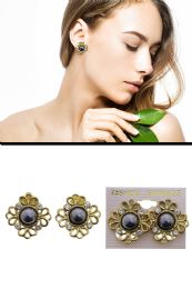 60 pieces Filigreed Crystal Accent CliP-On Earrings GolD-Tone - Earrings