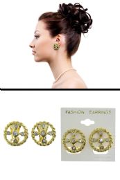 60 pieces Metal Rope Design Crystal Accent Cross CliP-On Earrings GolD-Tone - Earrings