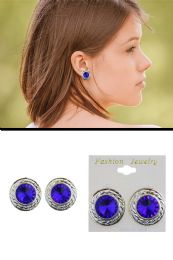 60 pieces Round Large Faceted Blue Accent CliP-On Earrings SilveR-Tone - Earrings