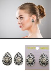 60 pieces Bumpy EgG-Shaped Imitation Pearl Bead CliP-On Earrings SilveR-Tone - Earrings