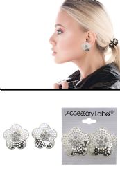 60 pieces Perforated Flower CliP-On Earrings SilveR-Tone - Earrings