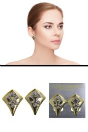 60 pieces DiamonD-Shaped Crystal Accent CliP-On Earrings GolD-Tone - Earrings