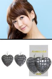 60 pieces Reptile Skin Heart Disc Dangle Earrings SilveR-Tone - Earrings