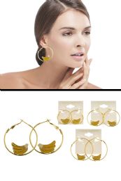 60 pieces Bananas HooP-Earrings GolD-Tone & Yellow 12 Per PackagE - Earrings