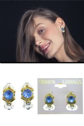 60 pieces DuaL-Tone Blue Crystal CliP-On Earrings SilveR-Tone - Earrings