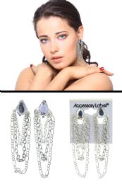 60 pieces Chain Tassel Mirrored Faceted Accent CliP-On Earrings SilveR-Tone - Earrings