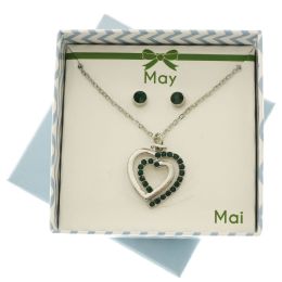 60 pieces Gift Boxed Necklace & Earring Set With May Birthstone - Earrings