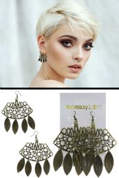 60 pieces Antiqued Filigreed Circle Pattern Dangle Earrings GolD-Tone - Earrings