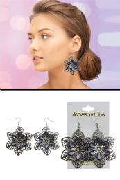 60 pieces Filigreed Floral Dangle Earrings SilveR-Tone - Earrings